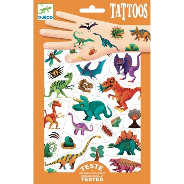 Dinosaurs Temporary Tattoos  Set of 3x3  Tatteco