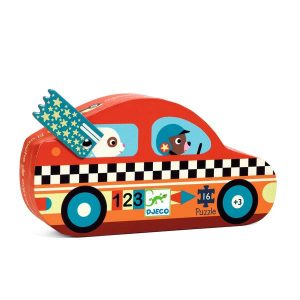 Djeco Racing Car 16pc Silhouette Jigsaw Puzzle