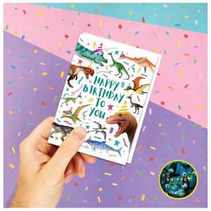 Snippet Art Dinosaur Birthday Greeting Card